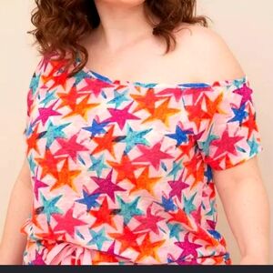 TORRID off shoulder t-shirt size 2 (2x or 18/20) pink